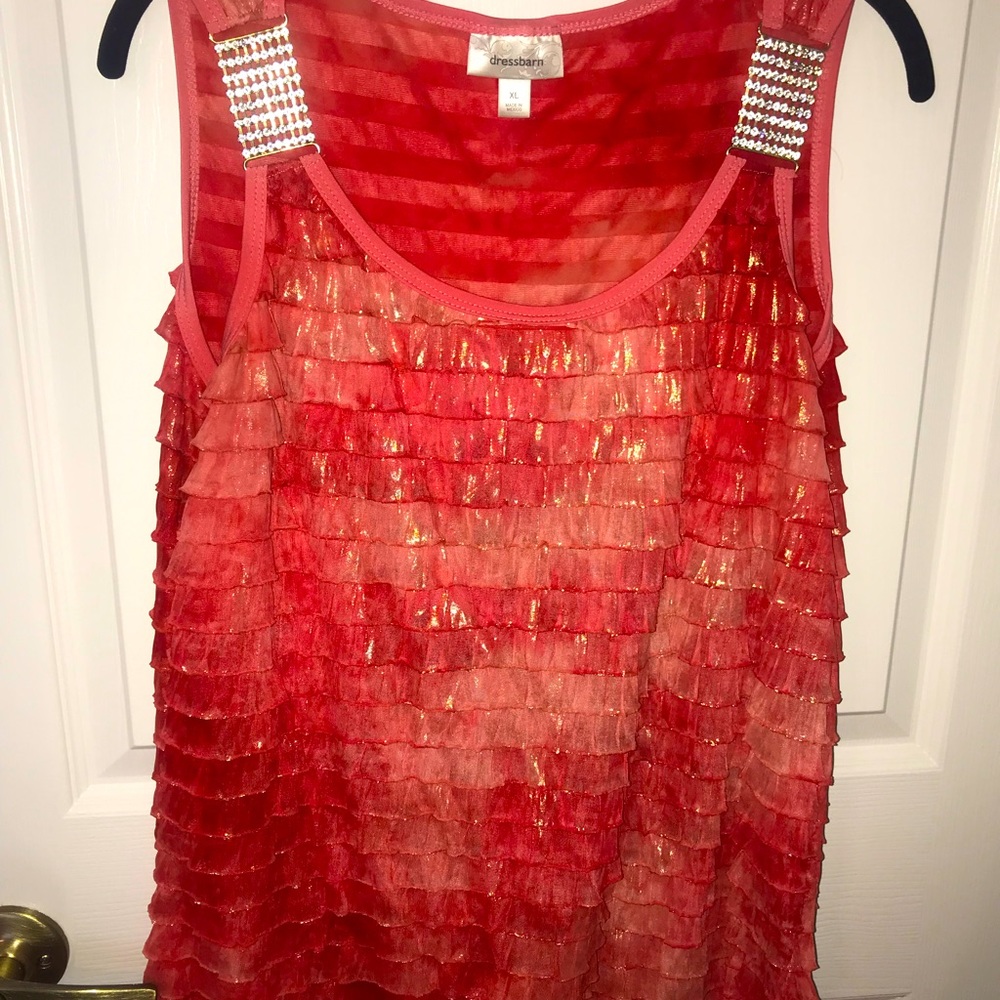 Shimmering top in coral with gold shimmer